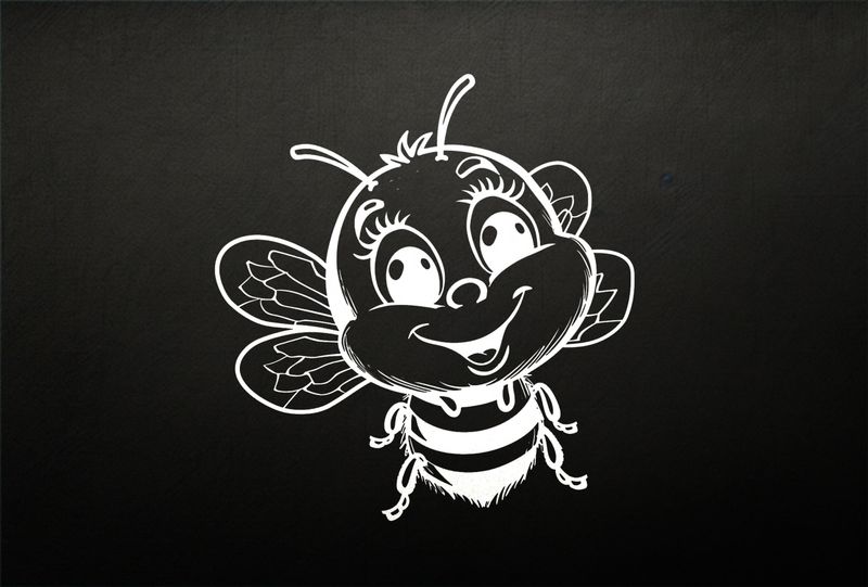 Happy bee smiling and buzzing, outline art