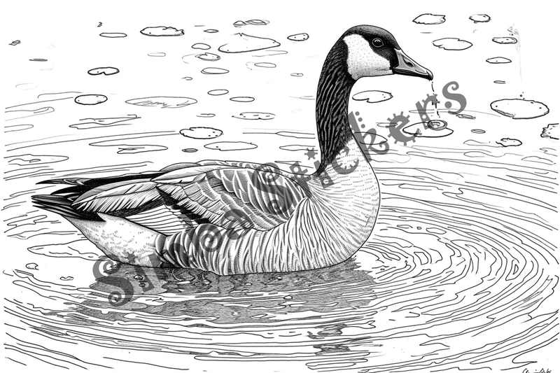 Colouring pages, bundle of geese in water, 10 images