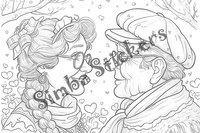 Colouring pages, bundle of people, grandparents and family, 25 images