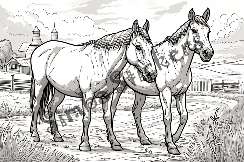 Colouring pages, bundle of mules, 25 images