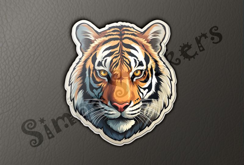 Tiger face, stone-faced gaze