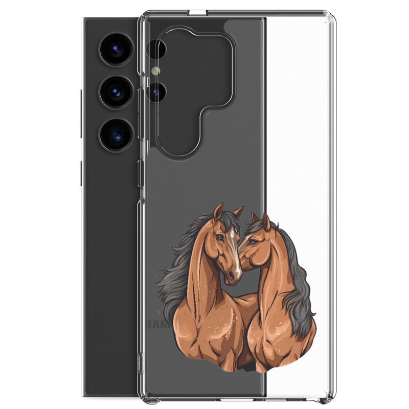 Clear Case for Samsung, Two brown horses snuggling, tdwcyd