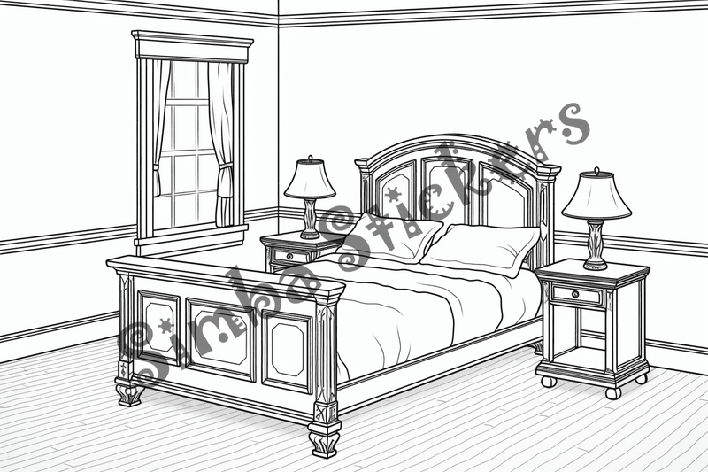 Colouring pages, bundle of house bedrooms, 25 images 2