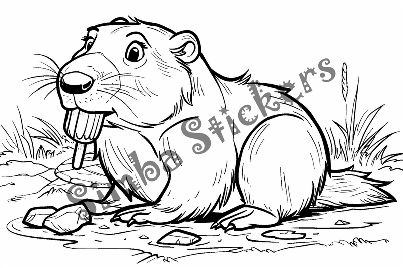 Colouring pages, bundle of singular beavers, 25 images