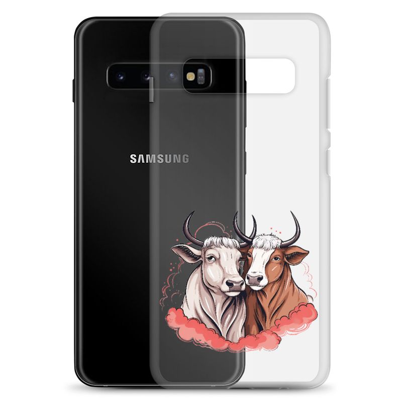 Clear Case for Samsung, Bull and cow, romantic, reddish clouds, qoucds