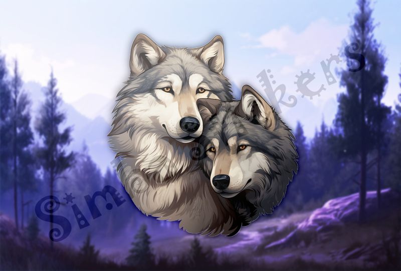 Wolves in love, cuddling