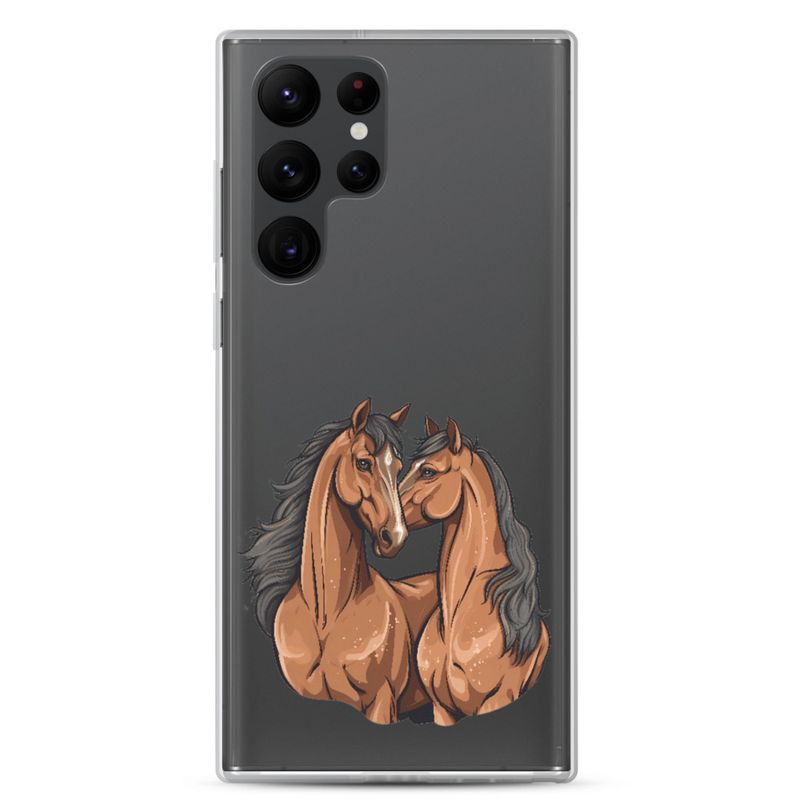 Clear Case for Samsung, Two brown horses snuggling, tdwcyd
