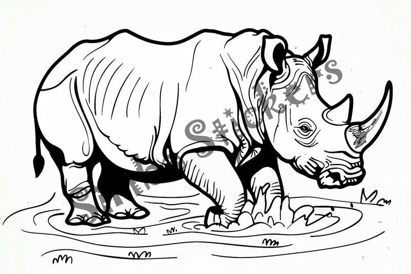 Colouring pages, bundle of rhinos, 25 images