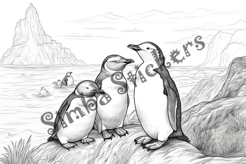 Colouring pages, bundle of penguins 2, 25 images