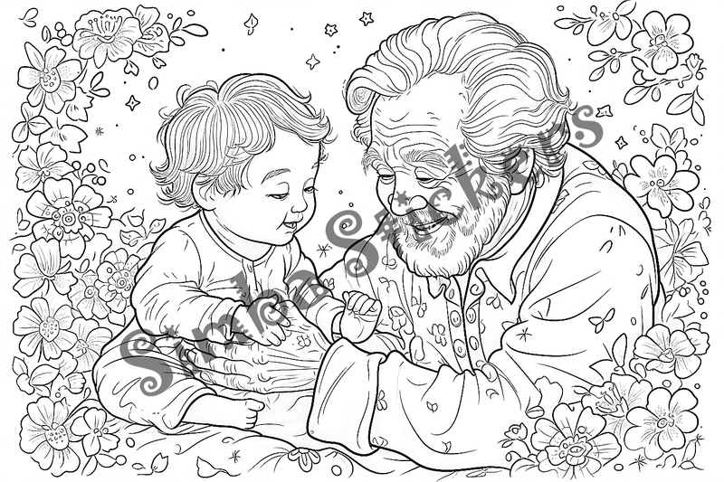 Colouring pages, bundle of people, grandparents and family, 25 images