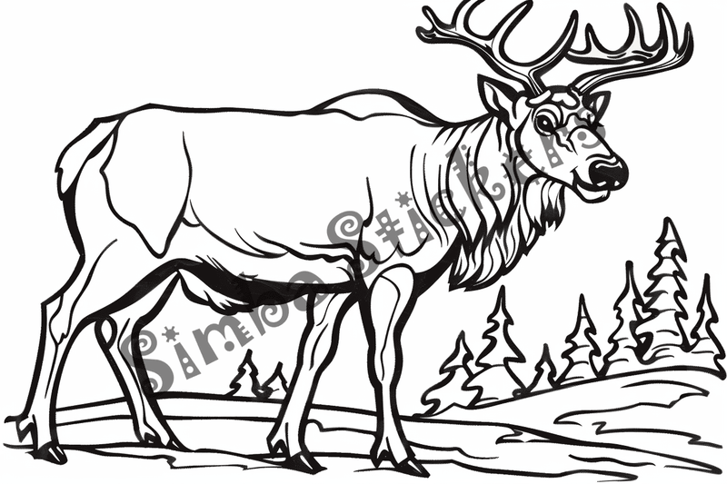 Colouring pages, bundle of singular elks, 10 images