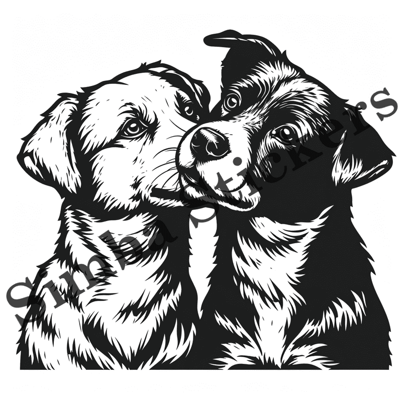 Dogs in love, outline art, image set, 10 images