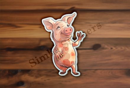 Standing pig waving