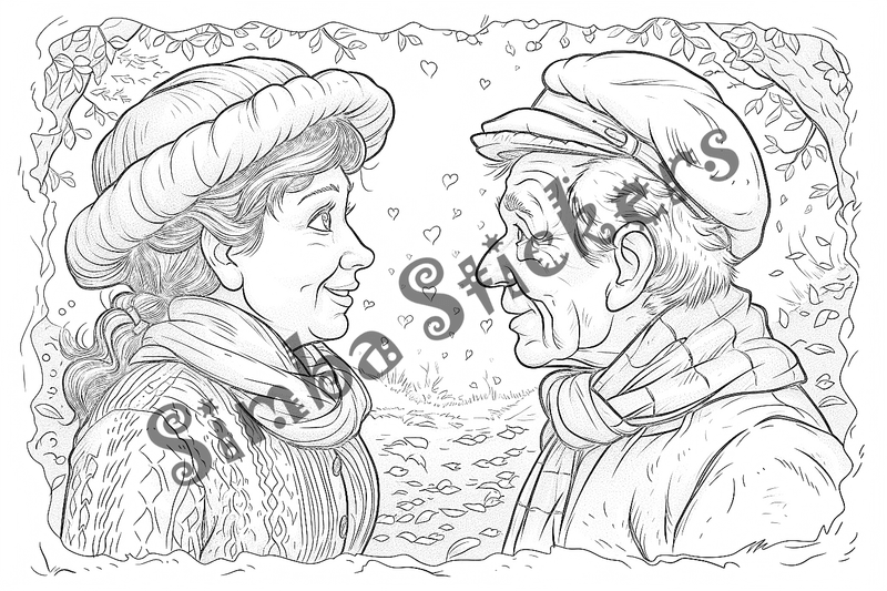 Colouring pages, bundle of people, grandparents and family, 25 images