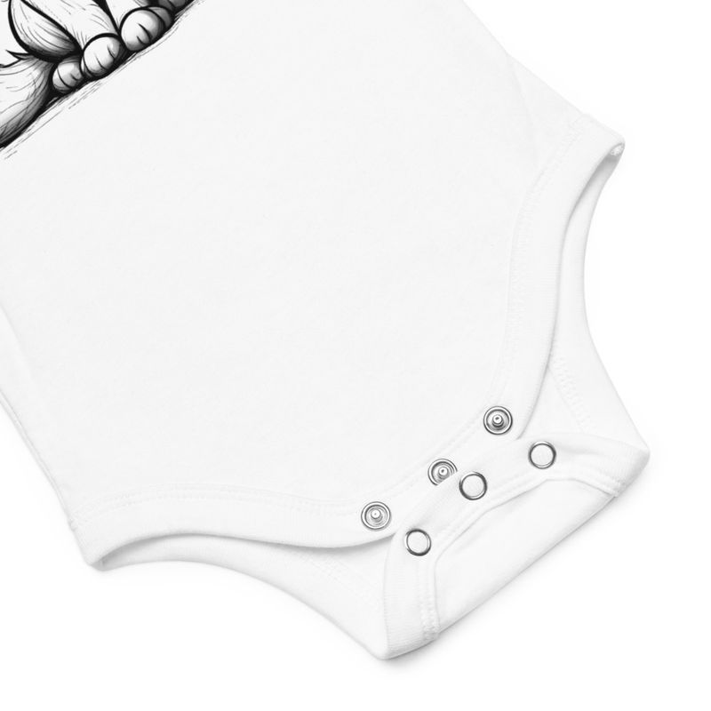 Baby Short Sleeve One Piece, 3-24 Months, Cat kitten sitting up, looking cute, mirrored