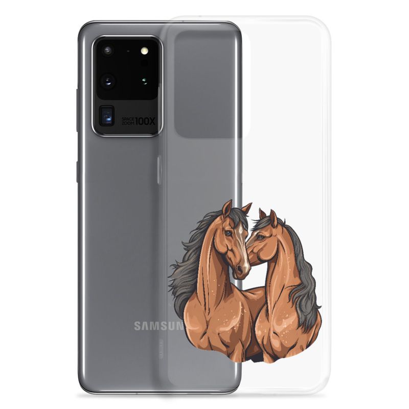 Clear Case for Samsung, Two brown horses snuggling, tdwcyd
