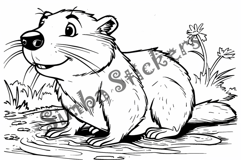 Colouring pages, bundle of singular beavers, 25 images