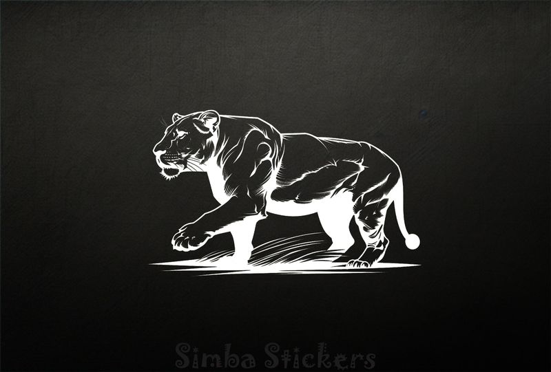 Lioness in hunting mode, outline art, nvpfxh