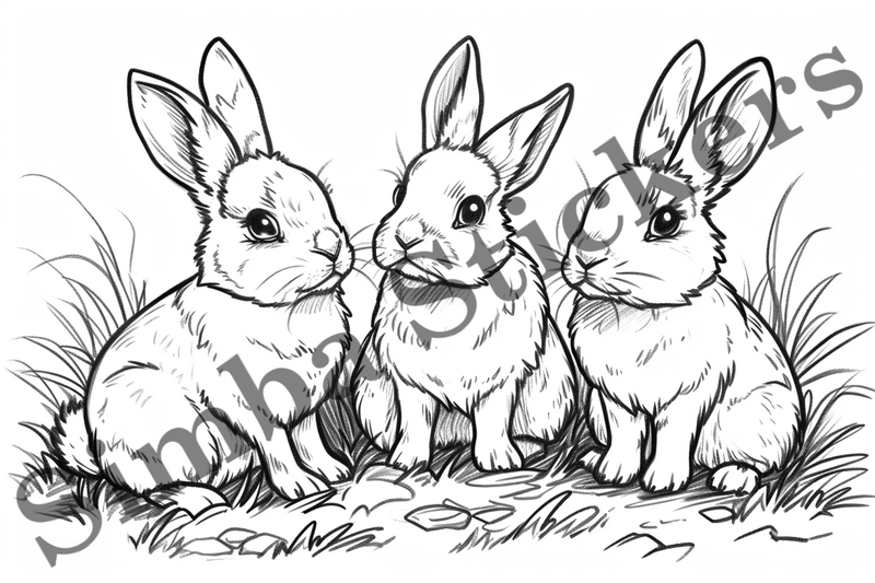 Colouring pages, Bundle of hares, 25 images