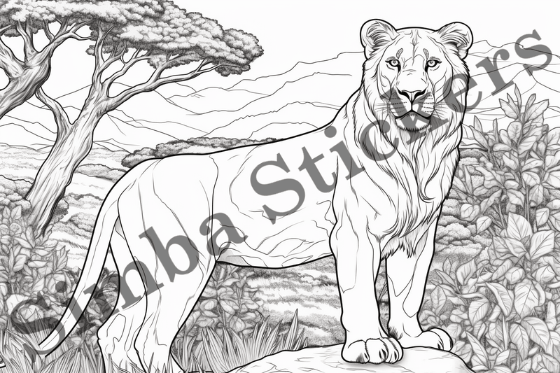 Colouring pages, Bundle of lions, 25 images