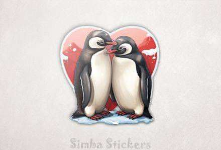 Penguins in love in Valentine&#x27;s heart, tg8437k