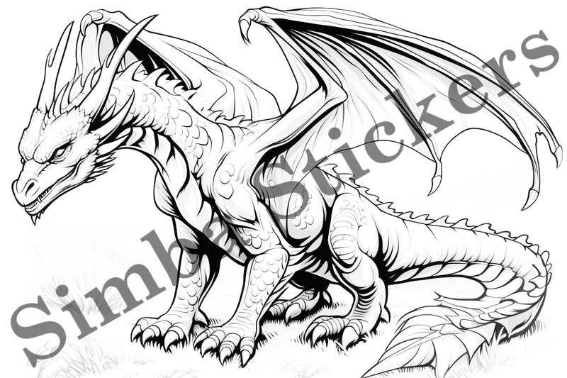 Colouring pages, bundle of dragons, 25 images