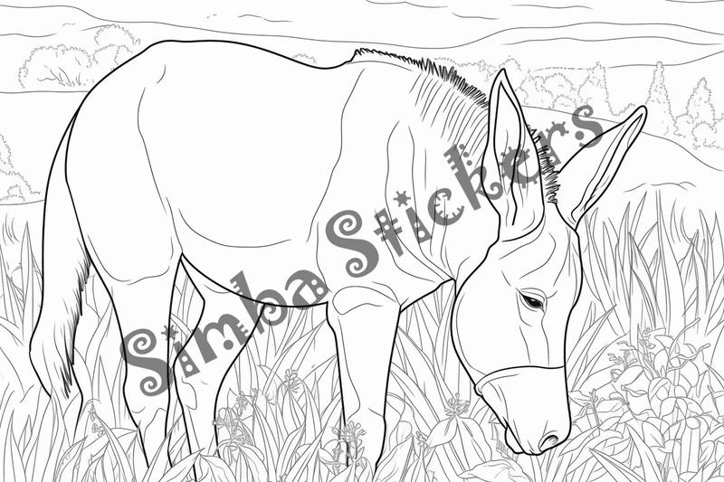 Colouring pages, bundle of mules, 25 images