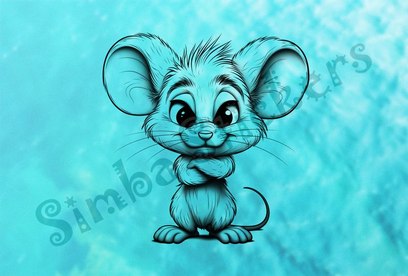 Mouse bemused with arms folded, outline art
