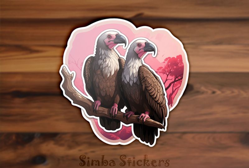 Vultures in love on a branch, awveue
