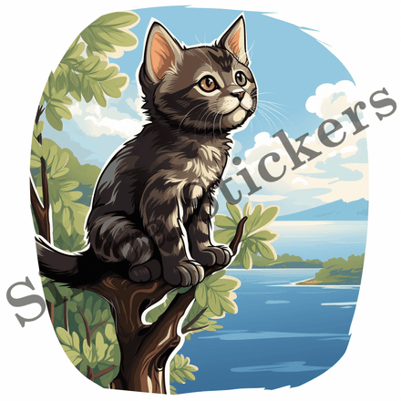 Cats in trees, image set, 10 images