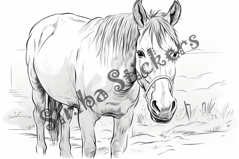 Colouring pages, bundle of mules, 25 images