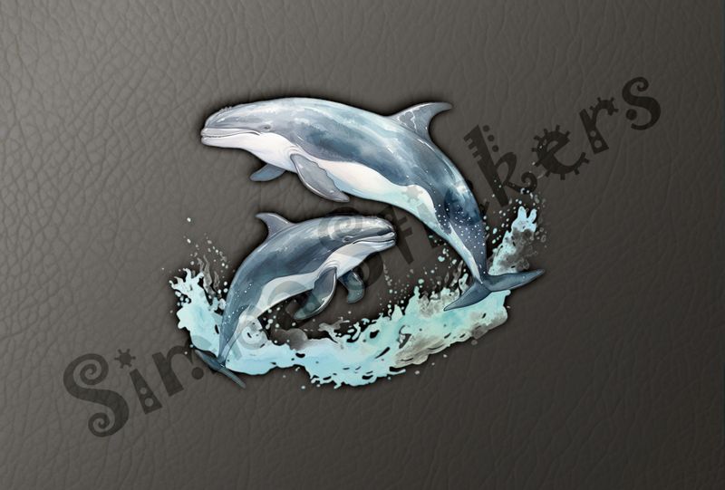 Whales leaping out of water synchronously