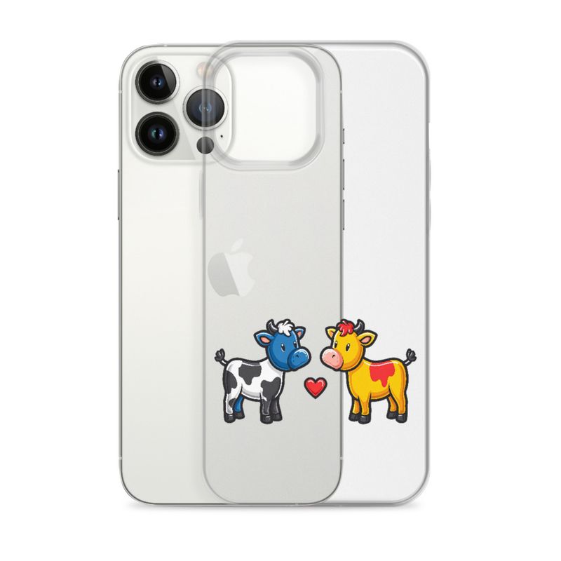 Clear Case for iPhone, Cattle, bull and cow in love, both colourful, zbyzzs