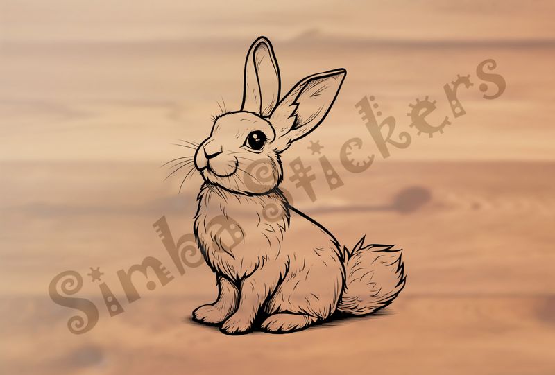 Hare sitting up straight, outline art