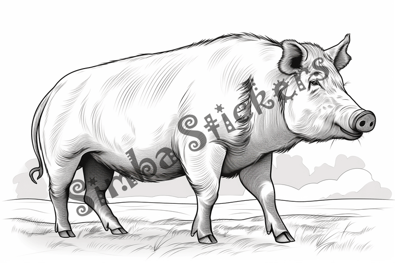 Colouring pages, bundle of pigs, 25 images
