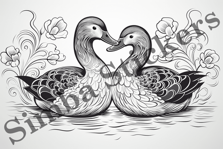 Colouring pages, Bundle of ducks in love, 10 images