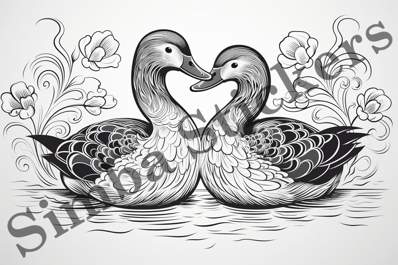 Colouring pages, Bundle of ducks in love, 10 images