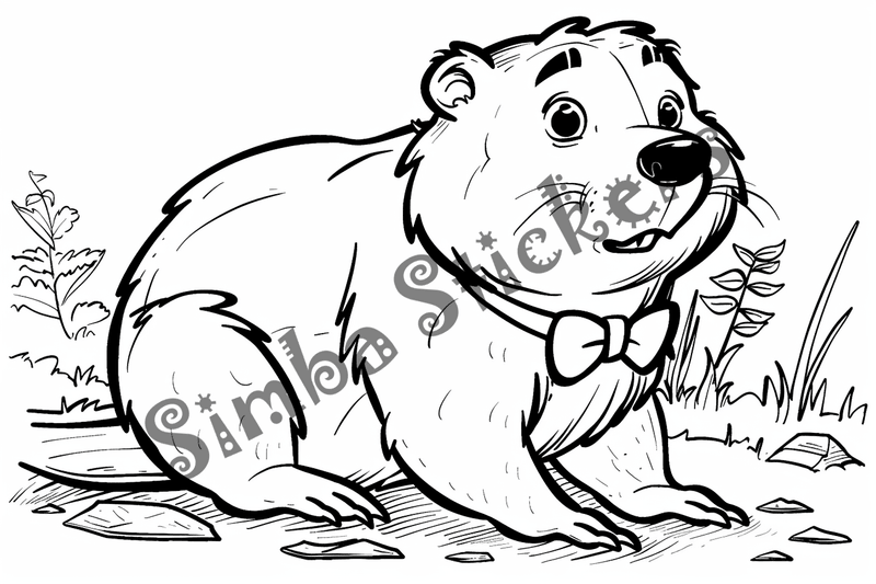Colouring pages, bundle of beavers in hats, clothes, or glasses, 25 images