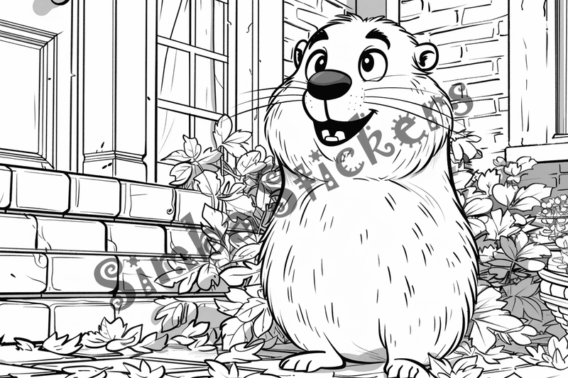 Colouring pages, bundle of groundhogs, 50 images 2