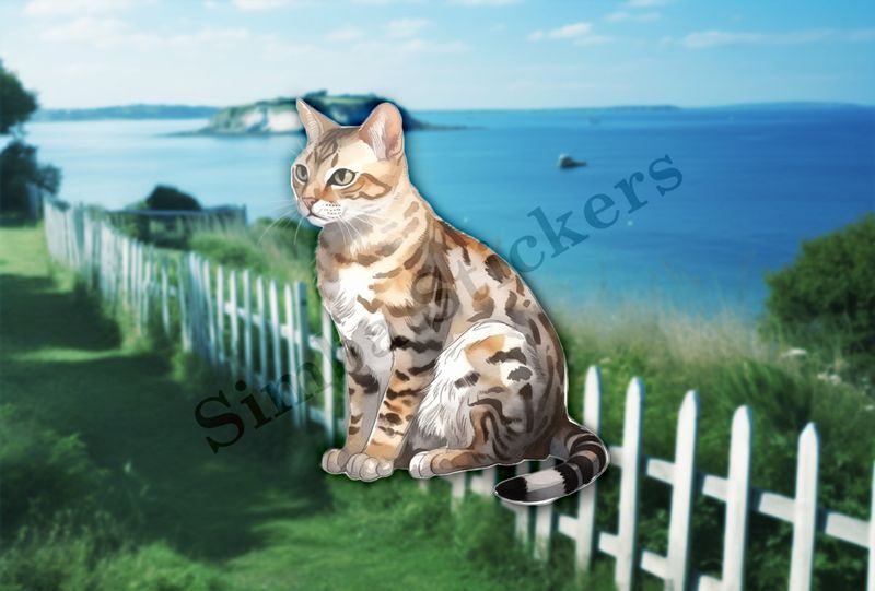 Bengal cat staring, watercolour