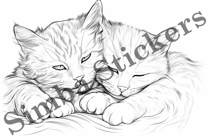 Colouring pages, Bundle of cats, 25 images