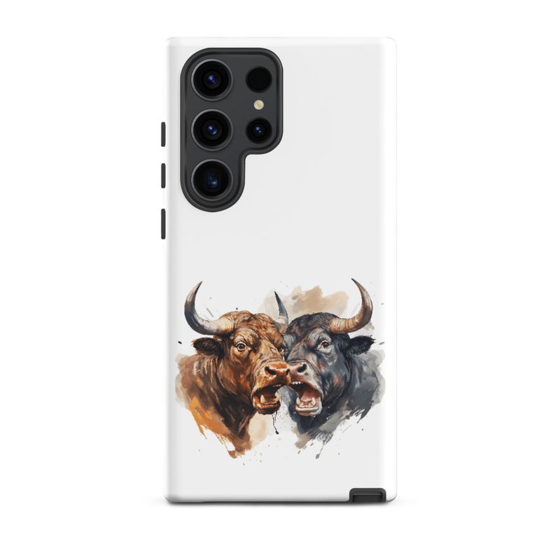 Tough Case for Samsung, Bulls facing up to each other, watercolour, dx5eff