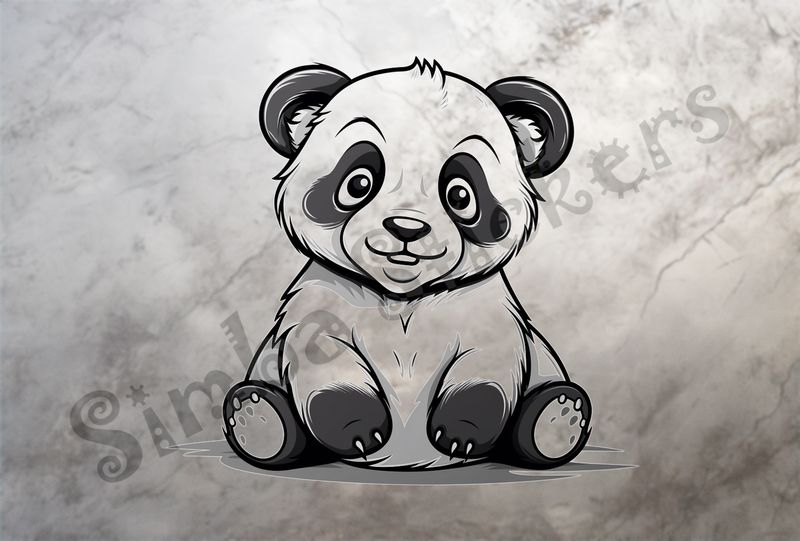 Panda looking cute, sitting, outline art, gdrr7i