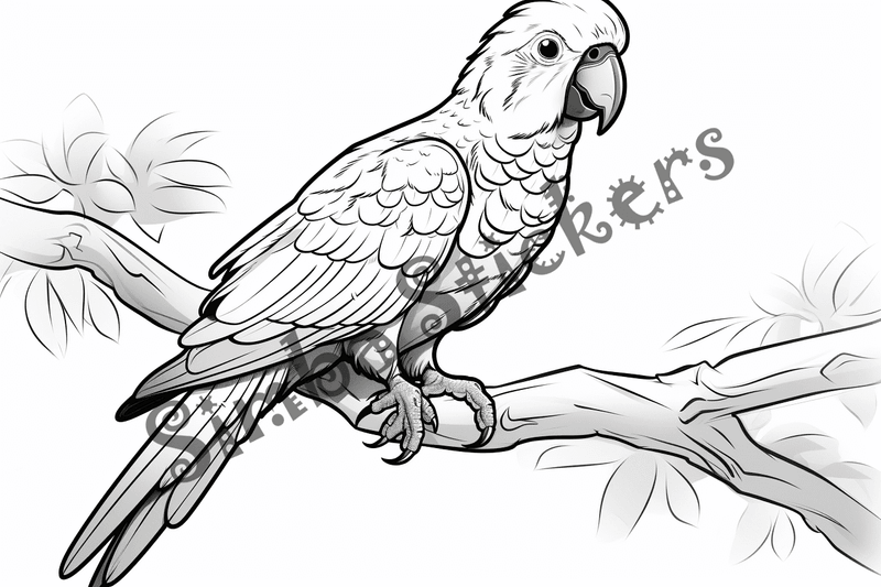 Colouring pages, bundle of parrots, 25 images