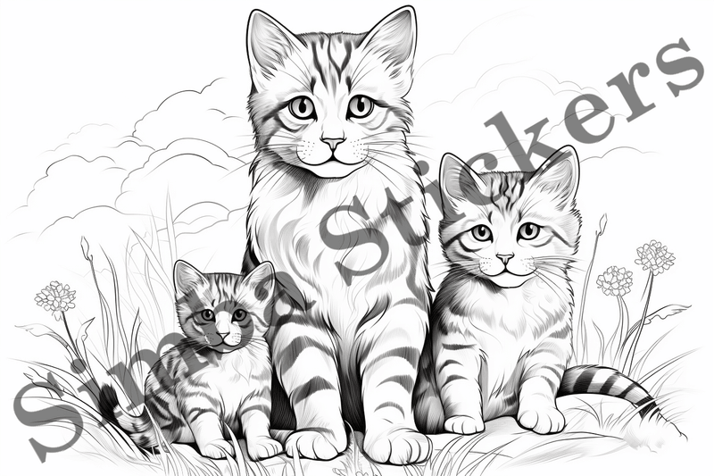 Colouring pages, Bundle of cats, 25 images