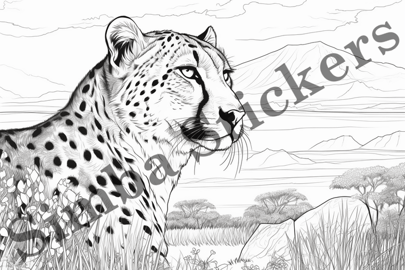 Colouring pages, Bundle of cheetahs, 25 images