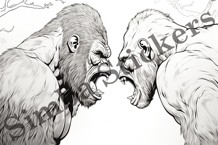 Colouring pages, bundle of gorillas, 10 images