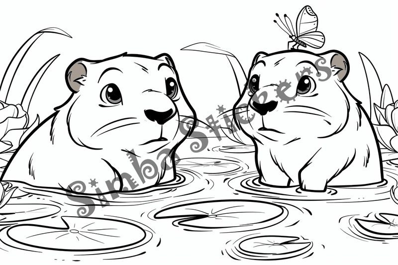 Colouring pages, bundle of groundhogs in love, 25 images