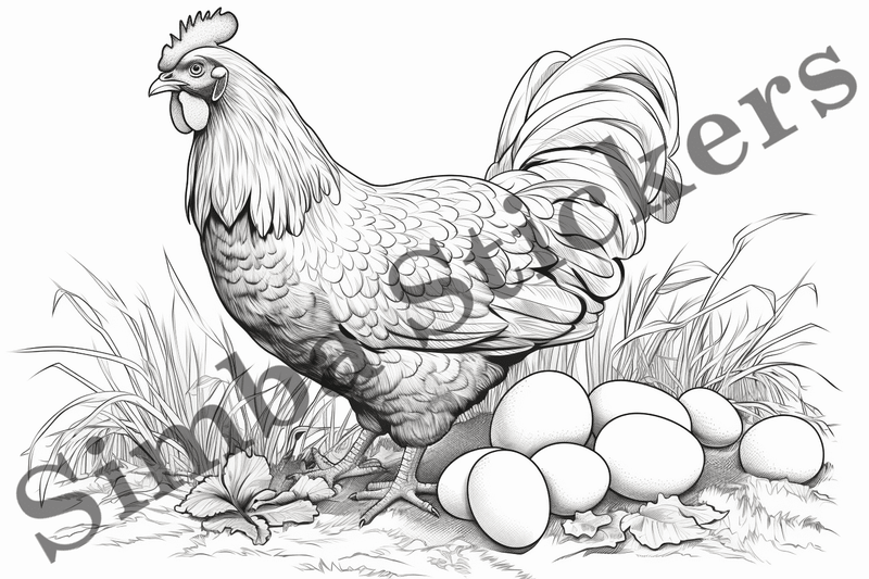 Colouring pages, Bundle of chicken, 25 images