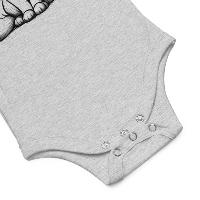 Baby Short Sleeve One Piece, 3-24 Months, Cat kitten sitting up, looking cute, mirrored